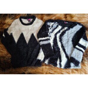 Vince Camuto Say What Fuzzy Furry Abstract Sweater Lot of 2